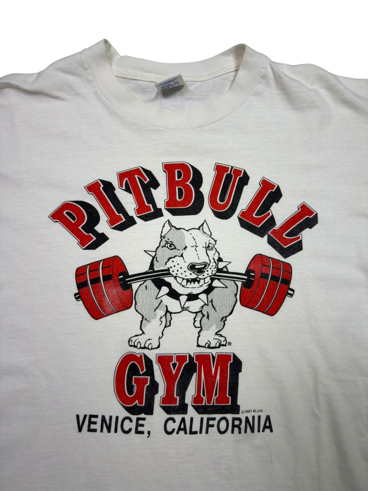 Vintage *RARE* 1986 PITBULL GYM BODYBUILDING VENICE CALIFORNIA TREN Size US XL / EU 56 / 4 - 3 Thumbnail