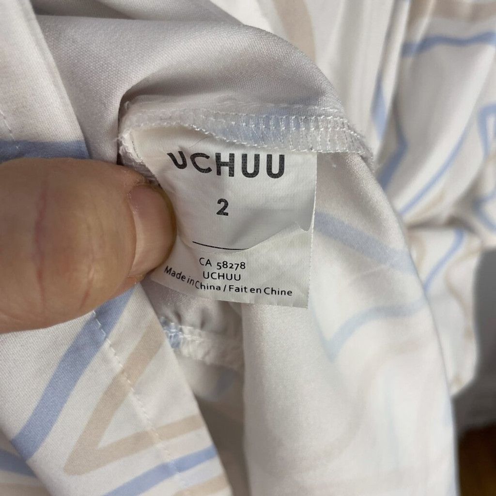 Other UCHUU Designer Mtl Flounce Summer Geometric White Dress 2 Size XS / US 0-2 / IT 36-38 - 7 Thumbnail