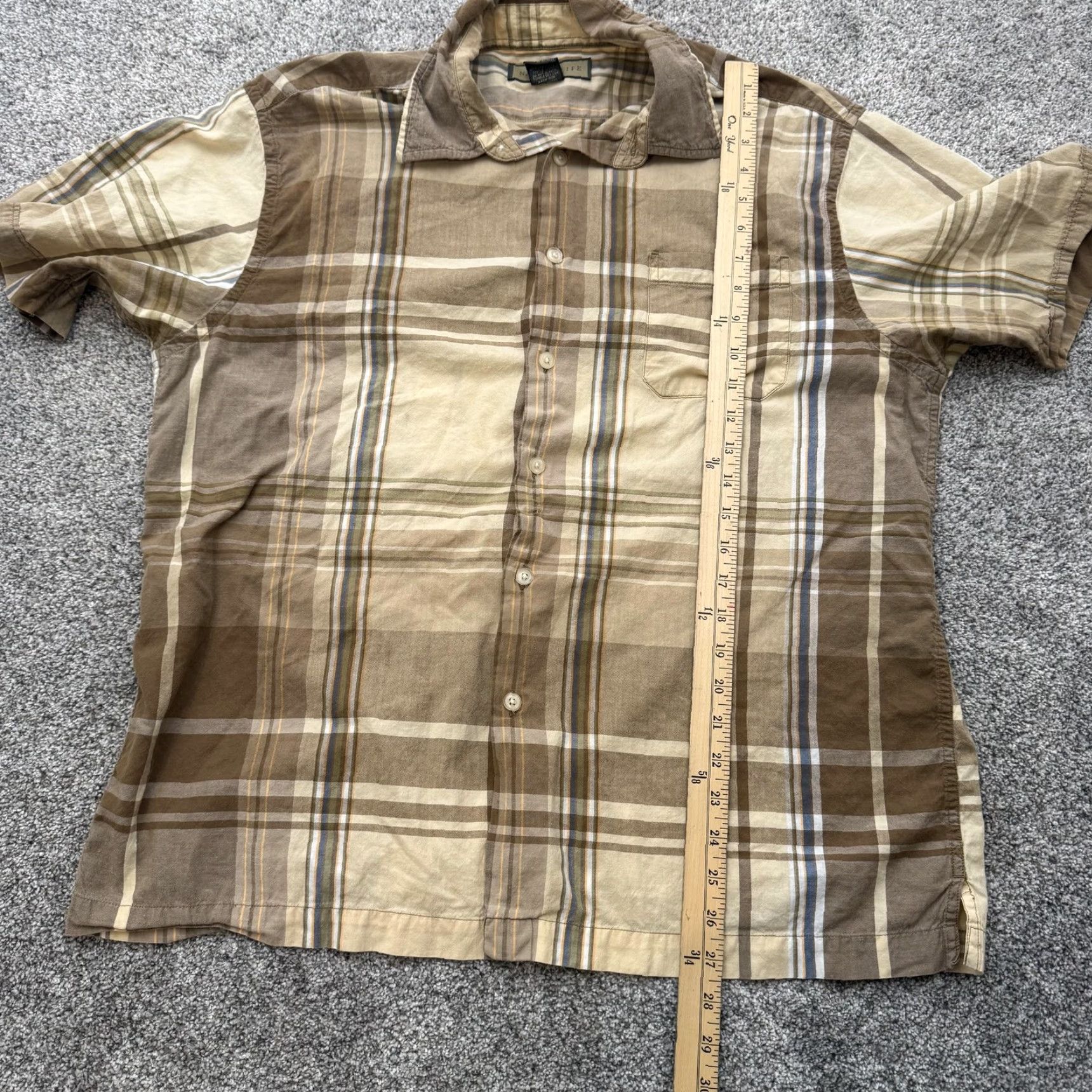 Vintage Naturalife Shirt Mens Large Brown Beige Plaid Button Down Short Sleeve Casual Size US L / EU 52-54 / 3 - 7 Thumbnail