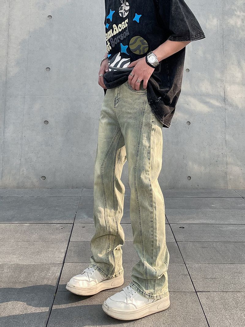 Japanese Brand High Street Men's Straight-Leg Washed Distressed Flare Jeans Size US 32 / EU 48 - 3 Thumbnail