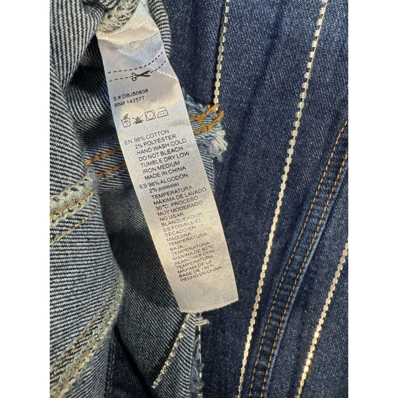 Levi's Denim Blvd Blue Jean Rhinestone Crystal Jacket Women's SMALL Size S / US 4 / IT 40 - 10 Thumbnail