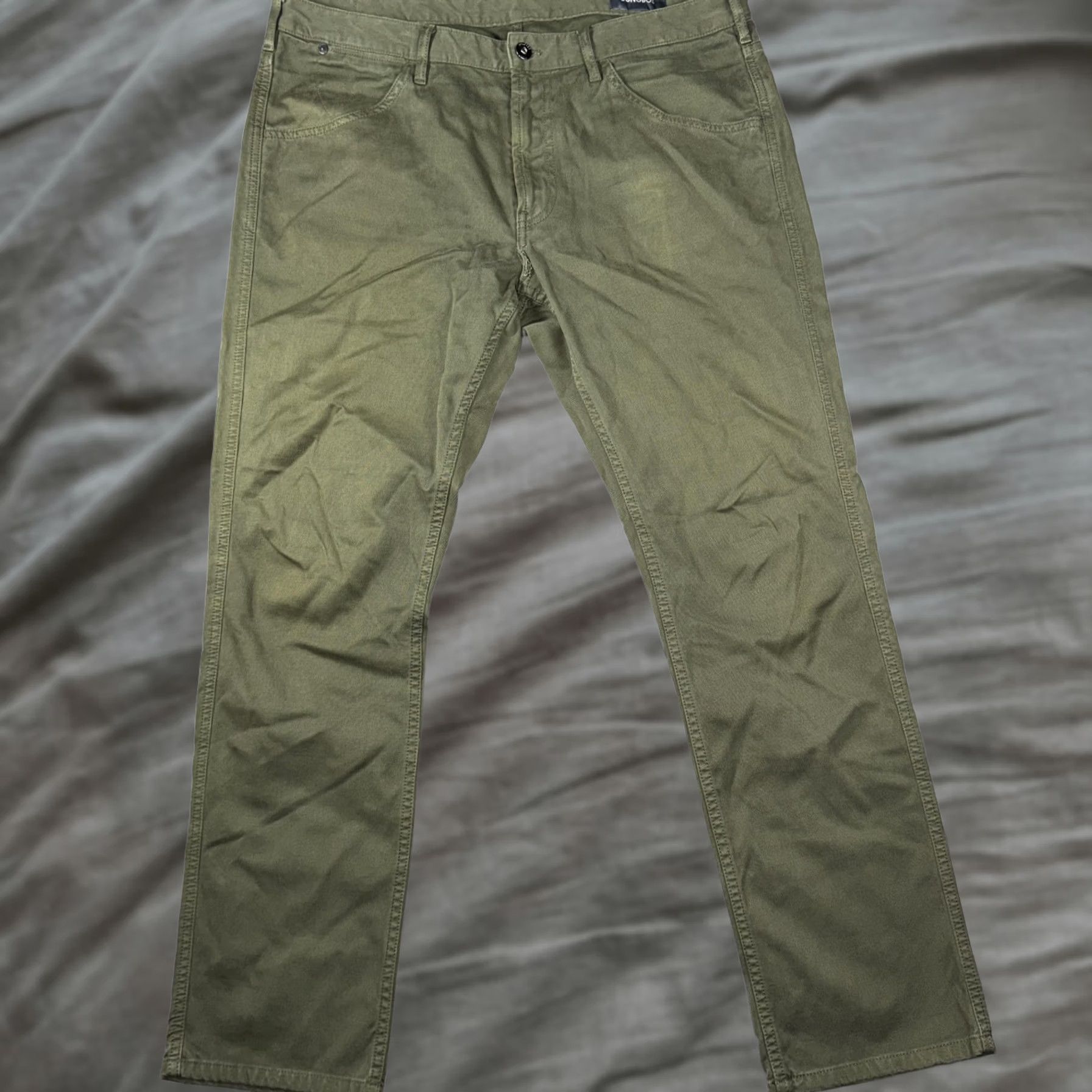 Bonobos Bonobos Pants Mens 35x30 Green Regular Fit Chino 5-Pocket Cotton Spandex Casual Hints: 35/30 Size Regular Inseam 30" Olive Green Size US 35 - 1 Thumbnail