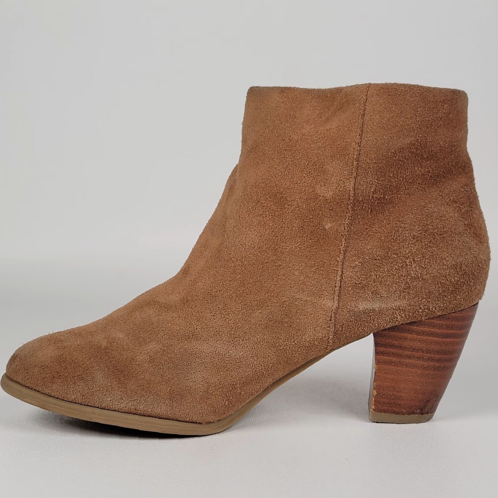 Camel Bass Women's Bridget Boots Size 6 Tan Camel Suede Block Heel Boho Comfy Bootie Size US 6 / IT 36 - 4 Thumbnail
