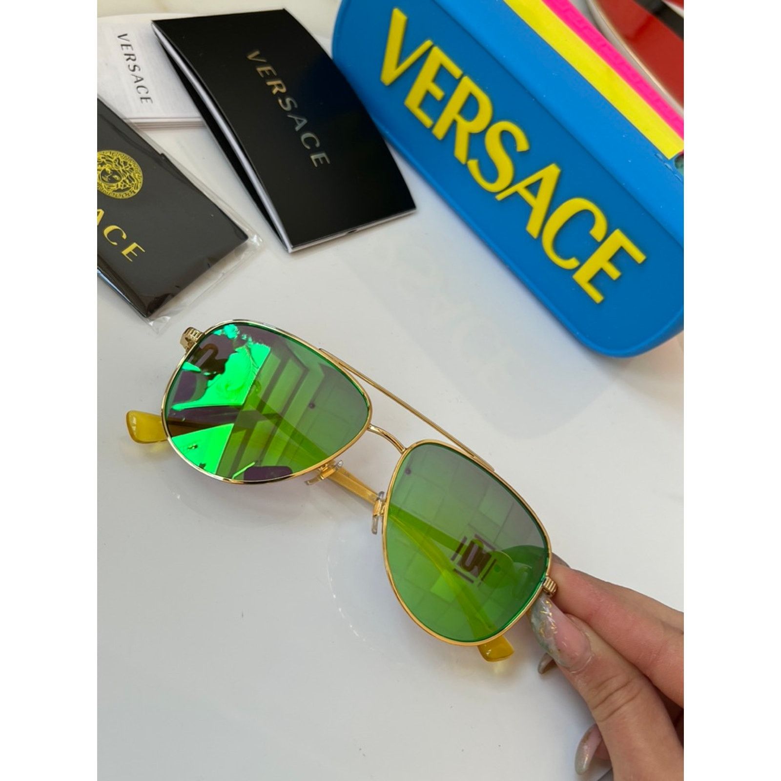 Versace NEW Versace Kids VK2002 Green Mirror Aviator Sunglasses Size ONE SIZE - 3 Thumbnail