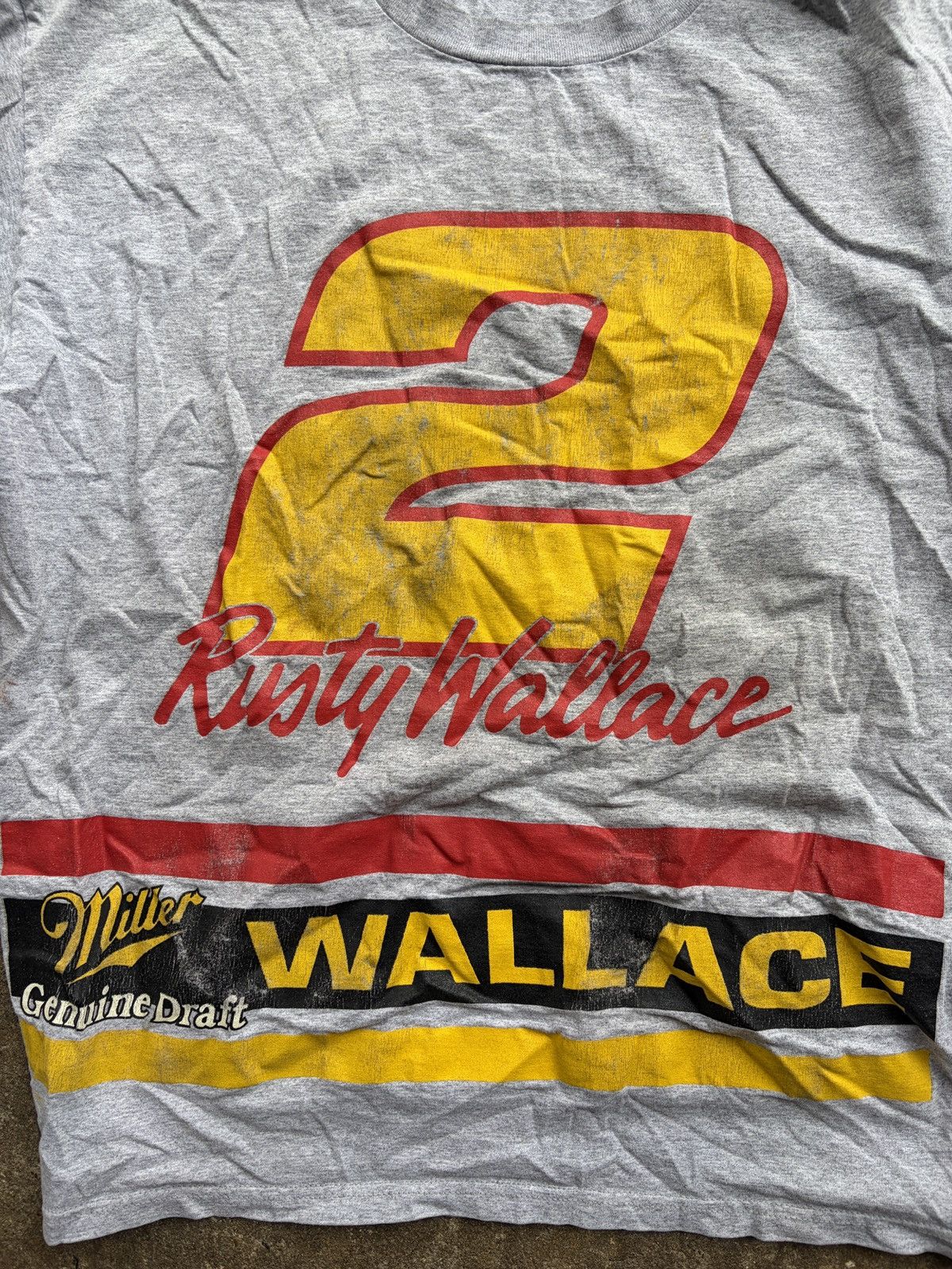 NASCAR Vintage 1990s Miller Draft NASCAR Rusty Wallace Size US XL / EU 56 / 4 - 2 Thumbnail