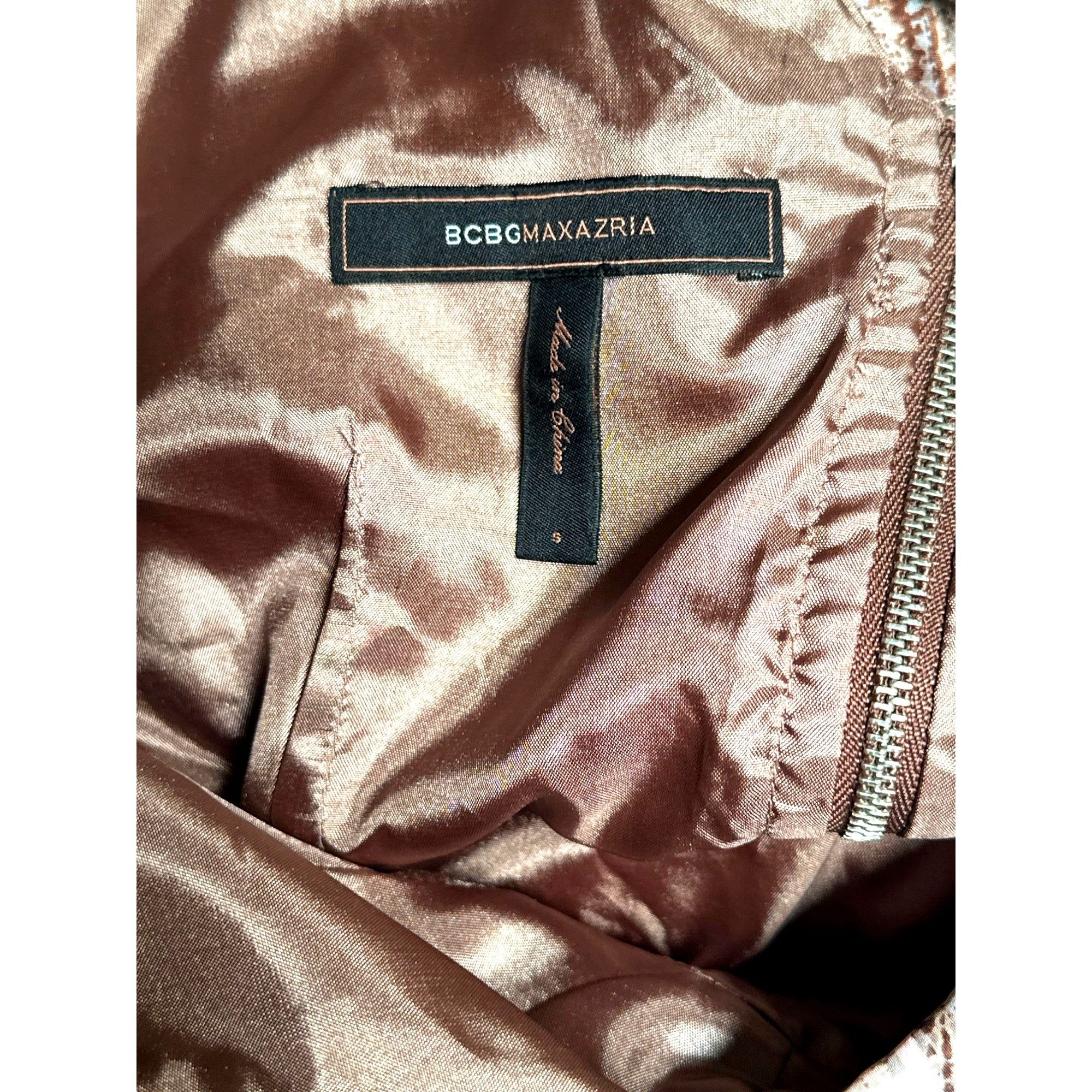 Bcbgmaxazria BCBG MaxAzria S Pink Brown Silk Blouse Abstract Print Draped Size S / US 4 / IT 40 - 8 Thumbnail