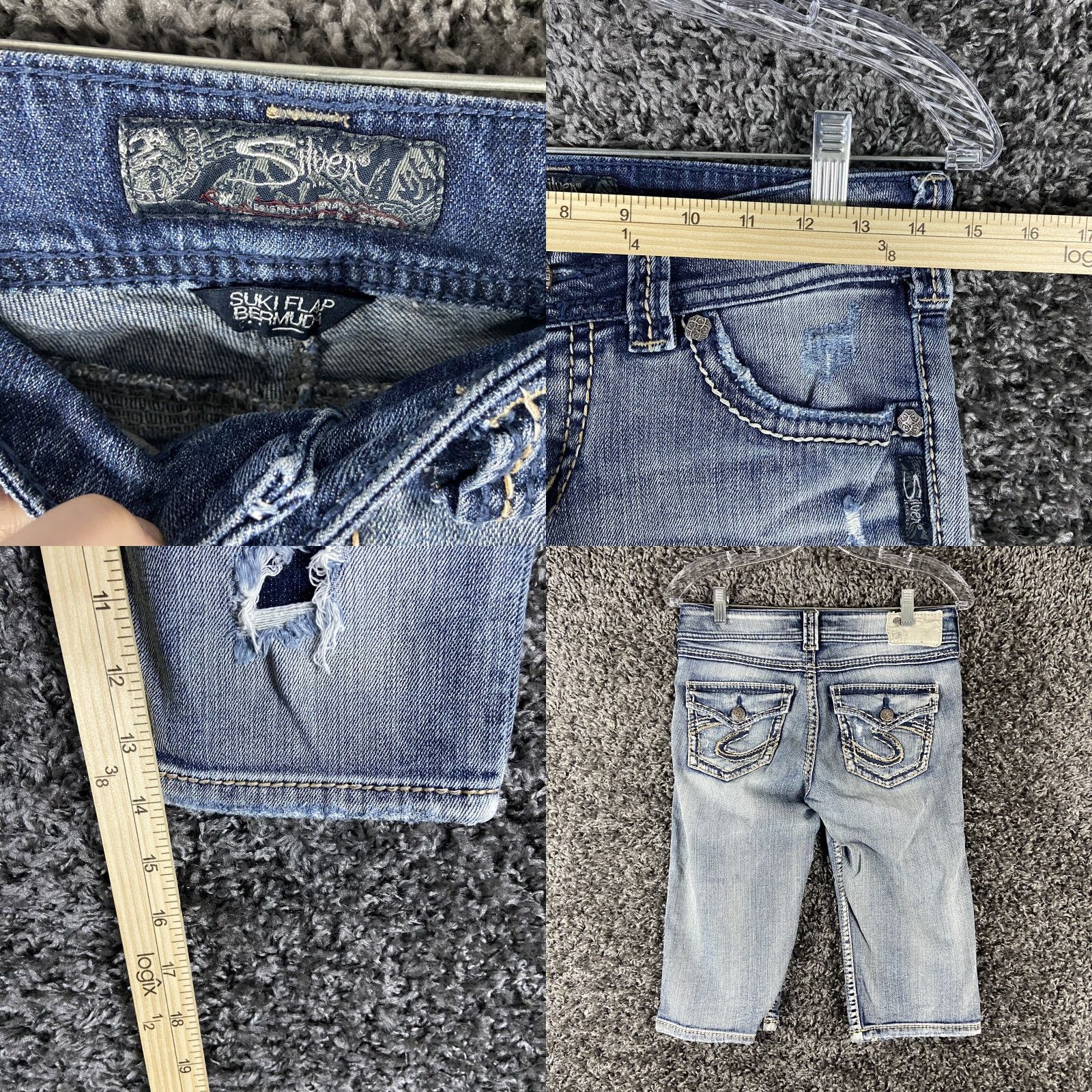 Silver Jeans Co. SILVER JEANS Suki Flap Bermuda Distressed Jean Shorts Blue Women’s 26 Size 26" / US 2 / IT 38 - 8 Thumbnail