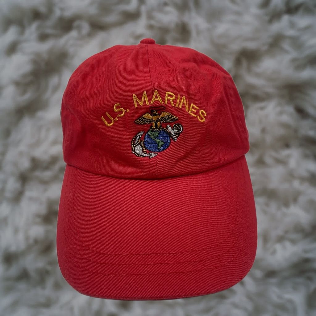 Vintage Adams Hat Adult Red U.S Marines Adjustable StrapBack Baseball Cap 100% Cotton Size ONE SIZE - 1 Thumbnail