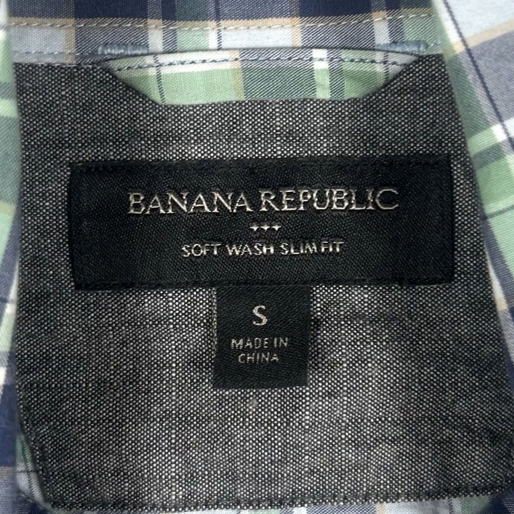 Banana Republic Banana Republic Shirt Mens S Small Button Up Plaid Green Blue Slim Fit Cotton 100% Button-Up Long Sleeve Pocket Casual Workwear Size US S / EU 44-46 / 1 - 3 Thumbnail