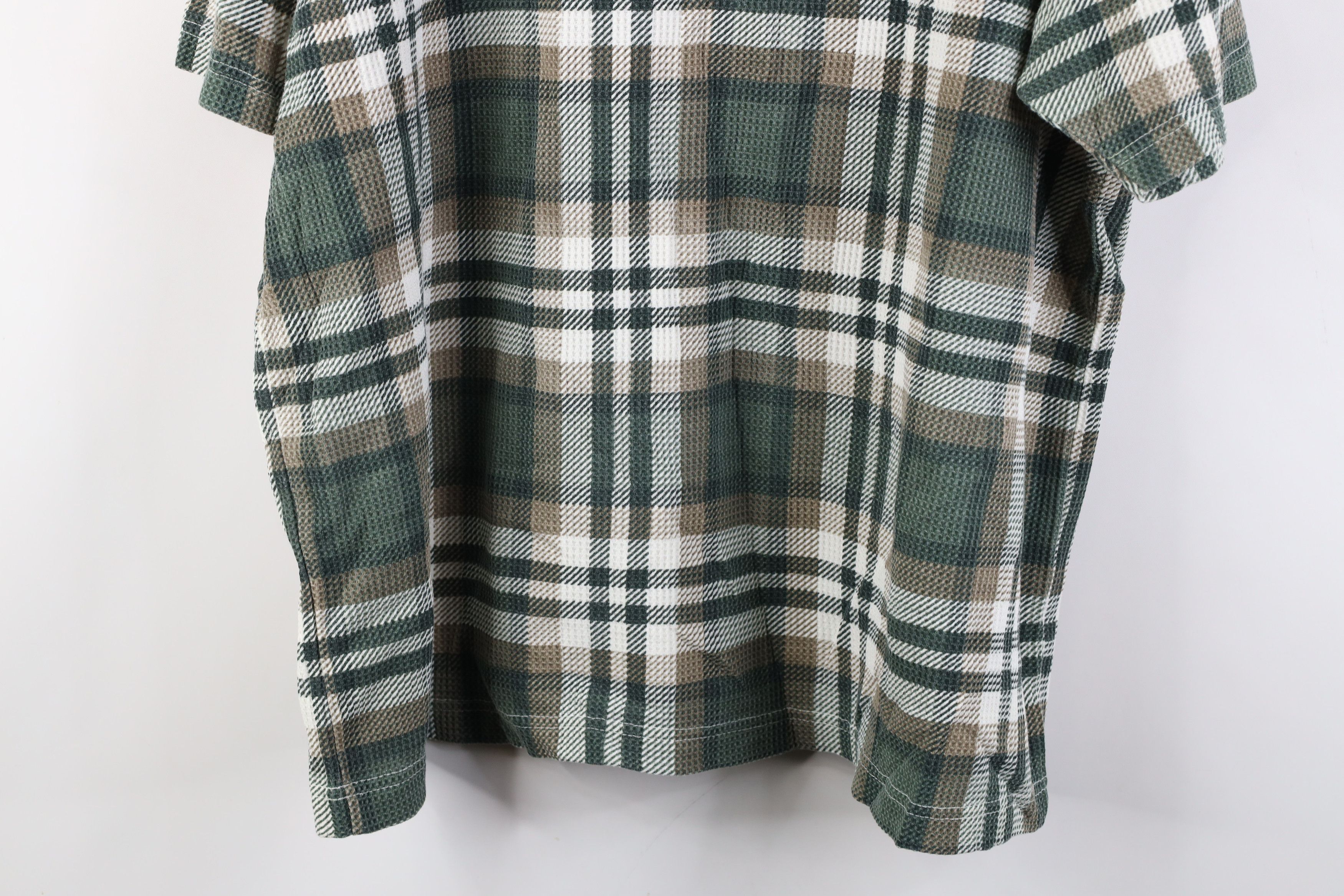 Vintage Vintage 90s Streetwear Waffle Knit Collared Polo Shirt Plaid Size 3XL / US 20-22 - 11 Thumbnail