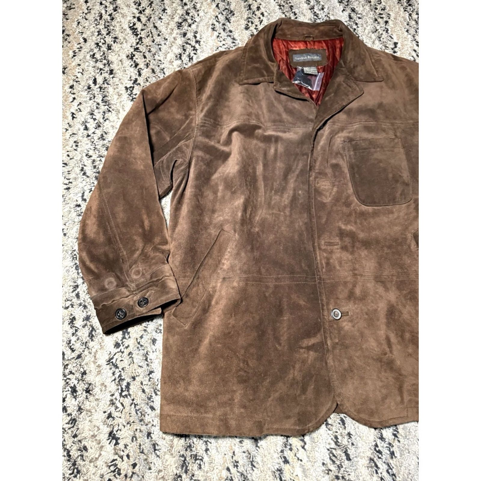 Banana Republic VINTAGE Banana Republic Leather Coat Mens Large Suede Lined Heavy Duty Bomber Jacket Brown 32 in Long 26 in Wide Men’s Regular Size US L / EU 52-54 / 3 - 3 Thumbnail