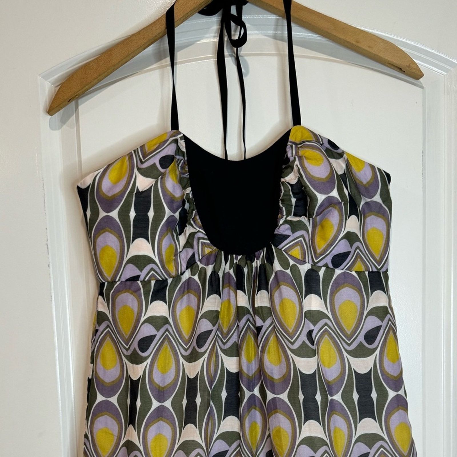 MILLY Milly Of New York Geometric Print Silk Blend Halter Size 8 Size M / US 6-8 / IT 42-44 - 5 Thumbnail