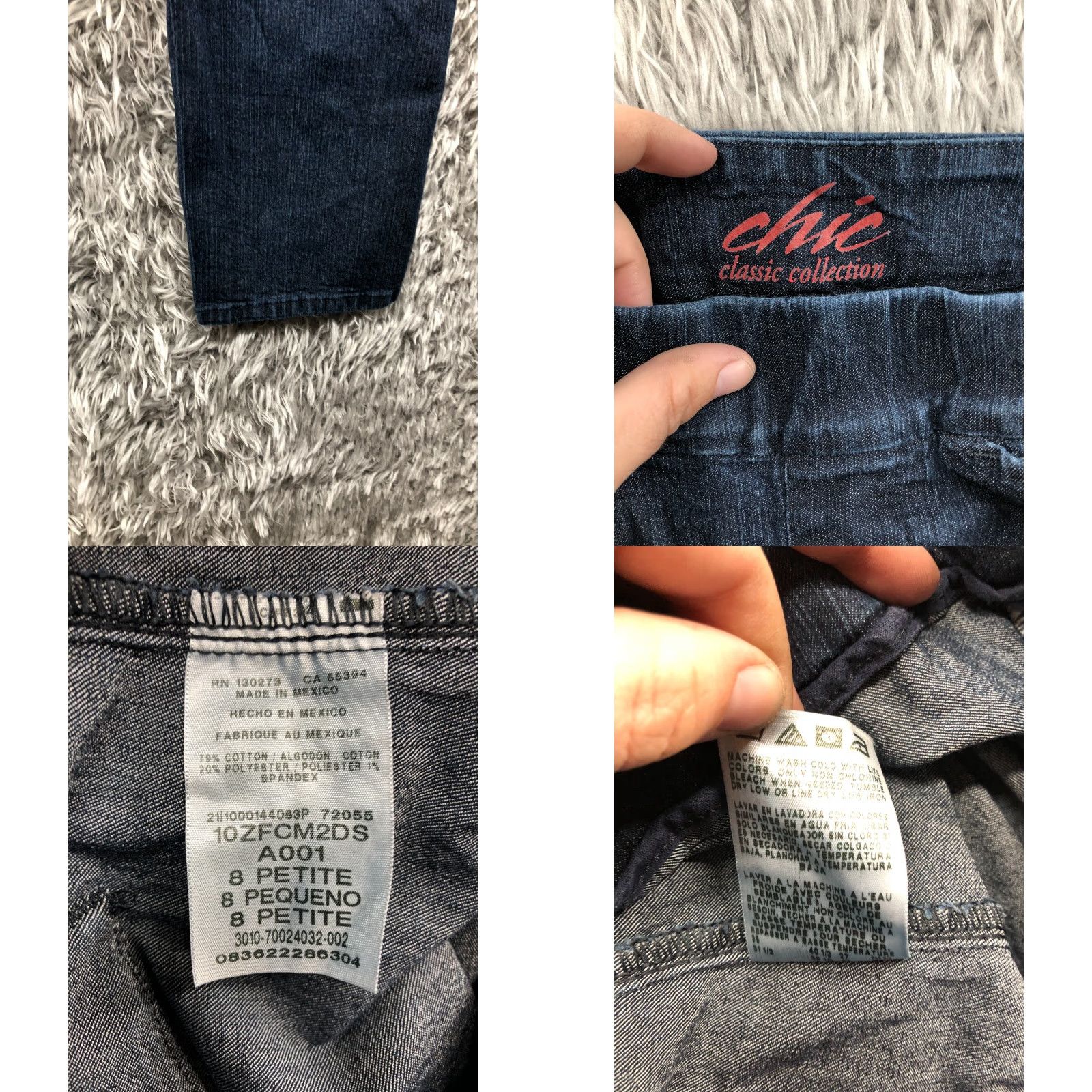 Vintage CHIC Jeans Jegging Dark Wash Blue Denim Stretch Size 8P Petite Womens High Rise 27in Inseam 5-Pocket Size 30" / US 8 / IT 44 - 8 Thumbnail
