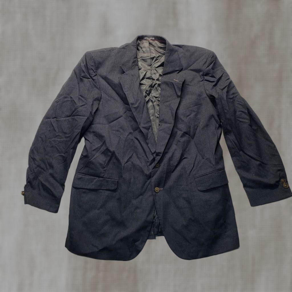 Vintage Blazer Dark Gray Single Breasted 2 Buttons Jacket Adult Men's M Medium Size 40R - 1 Thumbnail