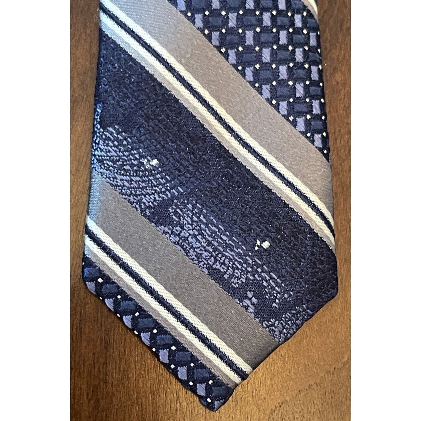 Pronto Uomo Pronto Uomo Blue Gray 100% Silk Men’s Neck Tie Made In China Size ONE SIZE - 6 Thumbnail