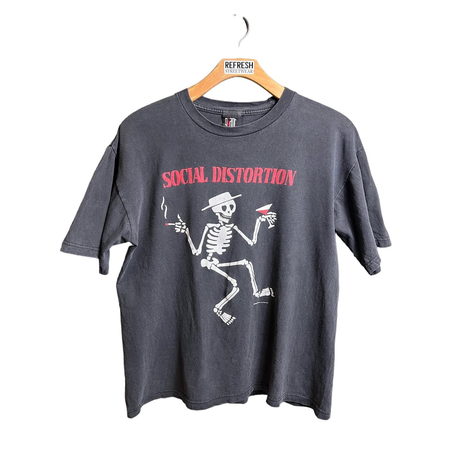 image of Band Tees x Giant 90's 1996 Vintage Social Distortion Band Tee Black Large, Men's