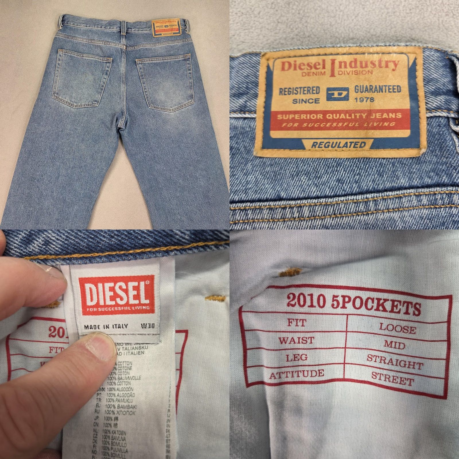 Diesel Diesel Jeans Mens 30 Embossed Dead Stock 2010 FS4 Loose Straight Street Cotton Size US 30 / EU 46 - 11 Thumbnail