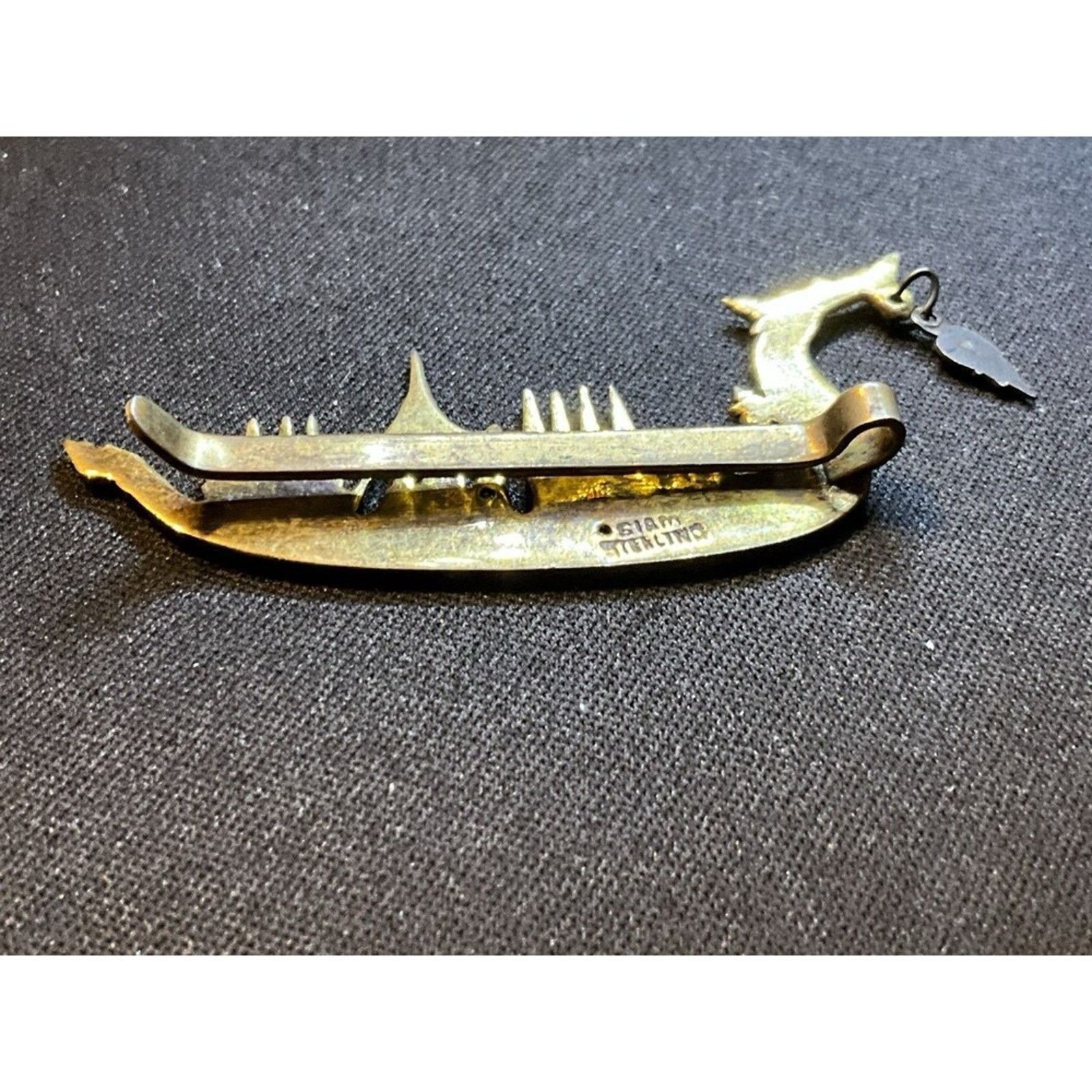 Other Vintage Sterling Vermiel Asian Boat Clip Siam Size ONE SIZE - 6 Thumbnail