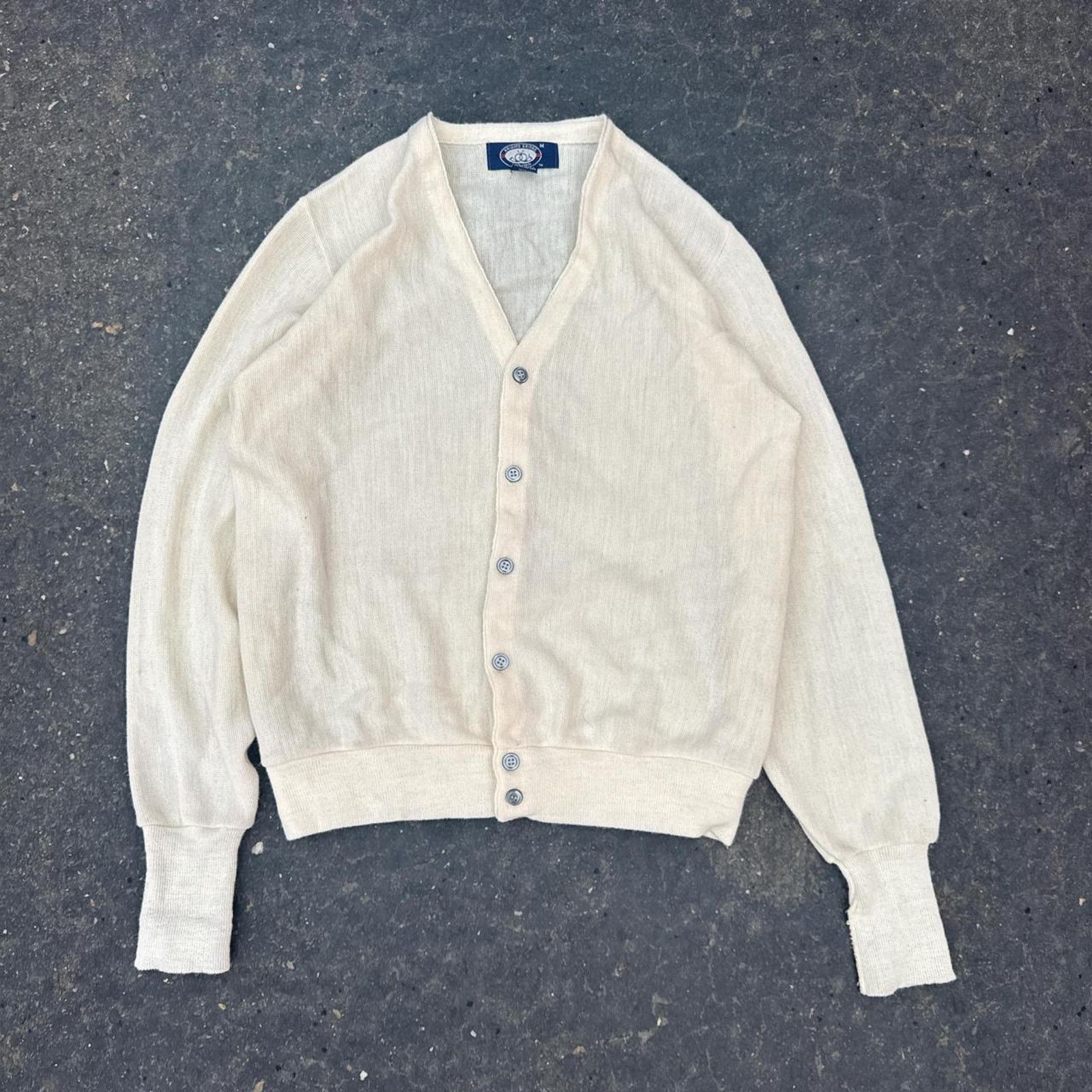Knightsbridge Vintage Knights Bridge for Men Cream Cardigan – Size Medium Size US M / EU 48-50 / 2 - 1 Thumbnail