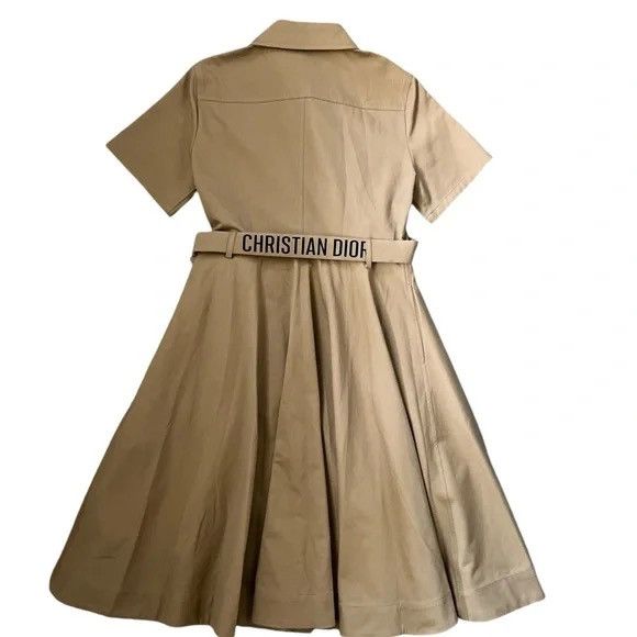 Dior Dior Belted Cotton Trench Coat Midi Dress in Tan SZ 6 NWOT Size S / US 4 / IT 40 - 4 Thumbnail