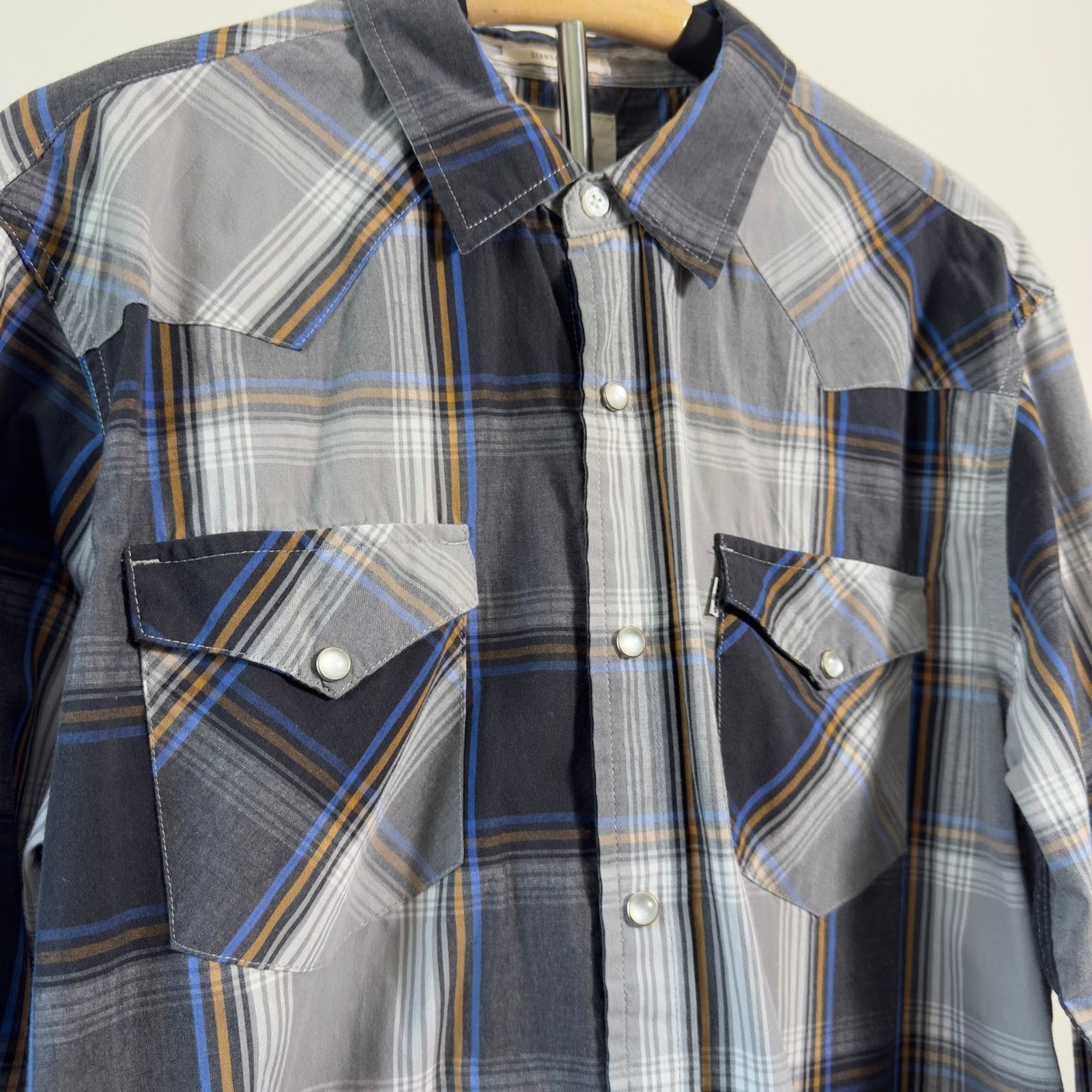 Levi's Levi's Western Grey Black Plaid Pearl Snap Button Down - Lg Size US L / EU 52-54 / 3 - 2 Thumbnail