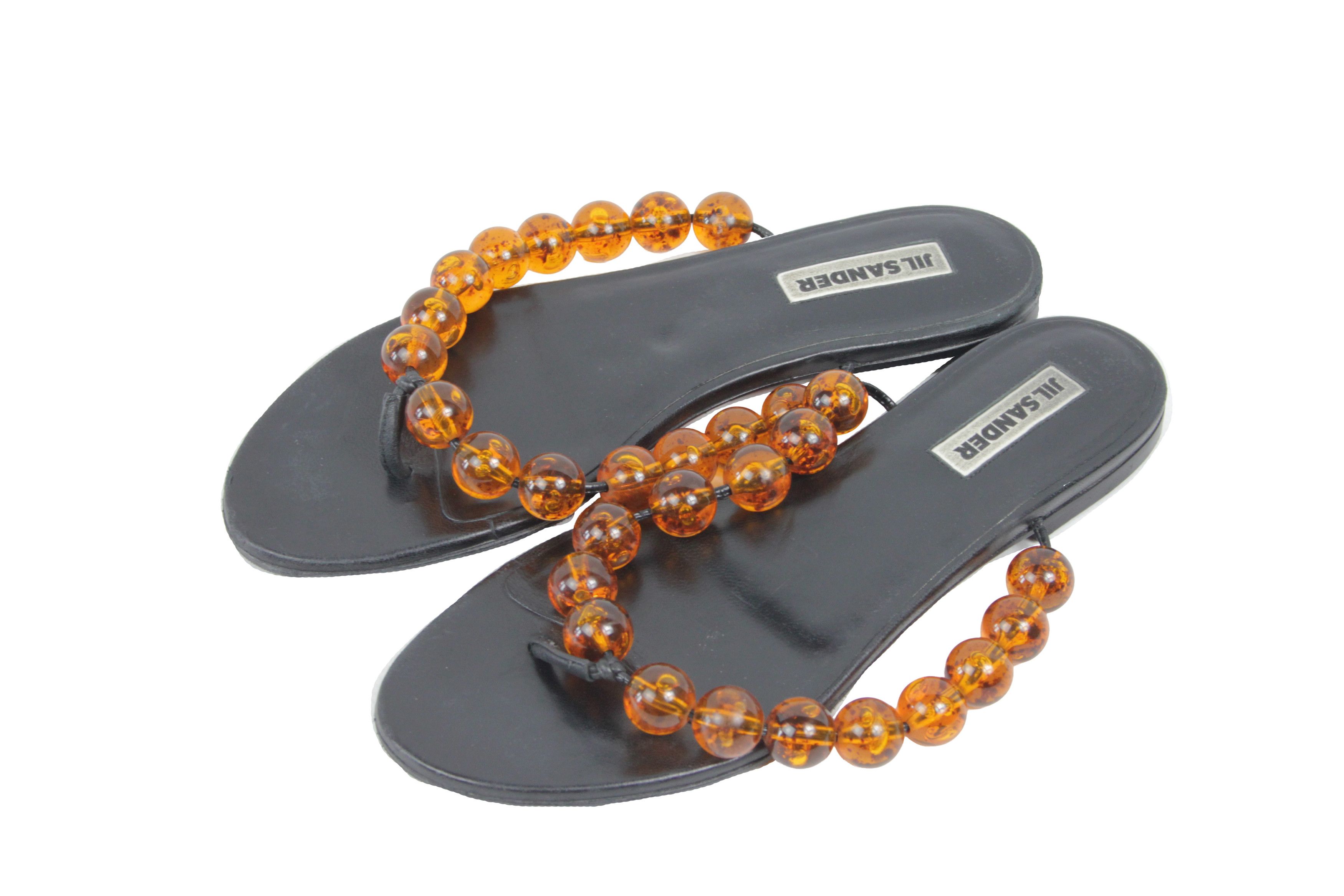 Jil Sander 2021SS Beaded Leather Flip Flops Size US 10.5 / IT 40.5 - 1 Thumbnail