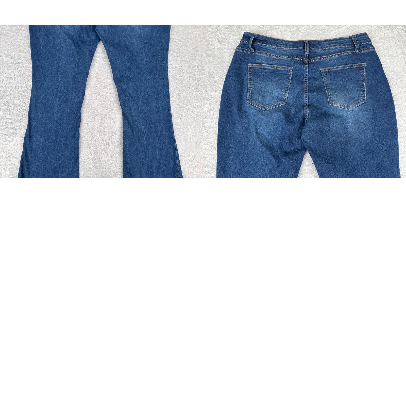 Vintage Womens Jeans 32x30 Blue Denim Flared Mid Rise Cotton Blend Med Wash Size 24" / US 00 / IT 34 - 10 Thumbnail