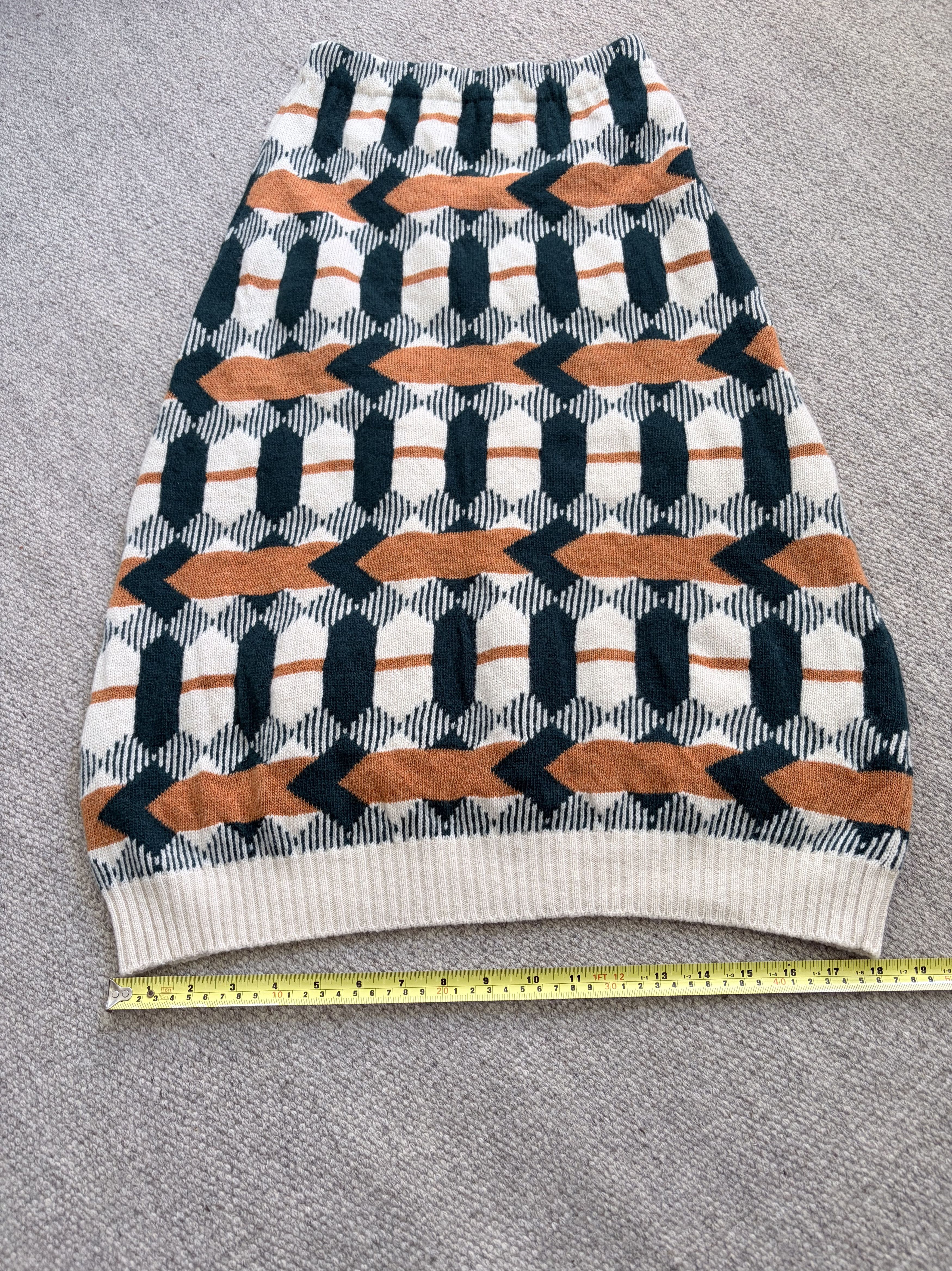 Prada Prada Milano Knit Skirt / IT 38 / Cream Teal Orange Size 28" / US 6 / IT 42 - 5 Thumbnail