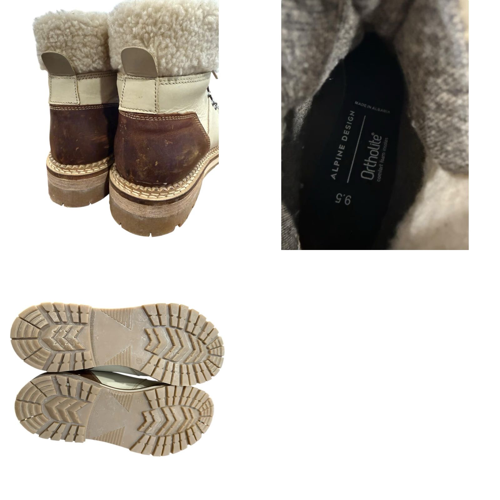 Vintage Alpine Design Beige Faux Shearling Holly Leather Hiking Boots Size 9.5 Women Size US 10 / IT 40 - 8 Thumbnail