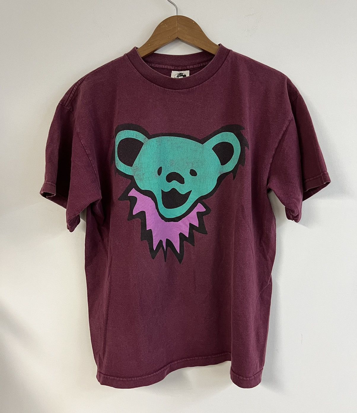 image of Band Tees x The Greatful Dead VTG The Planet Inc Grateful Dead Big Dead Bear Big Head Tee in Burgun