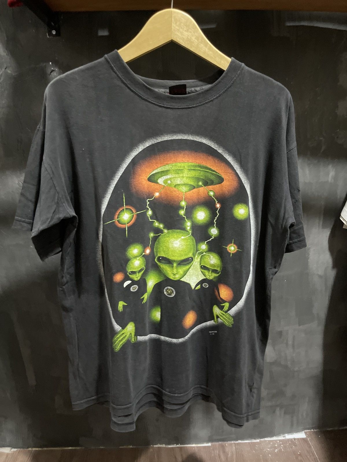 image of Vintage Alien T Shirt in Black, Men's (Size XL)