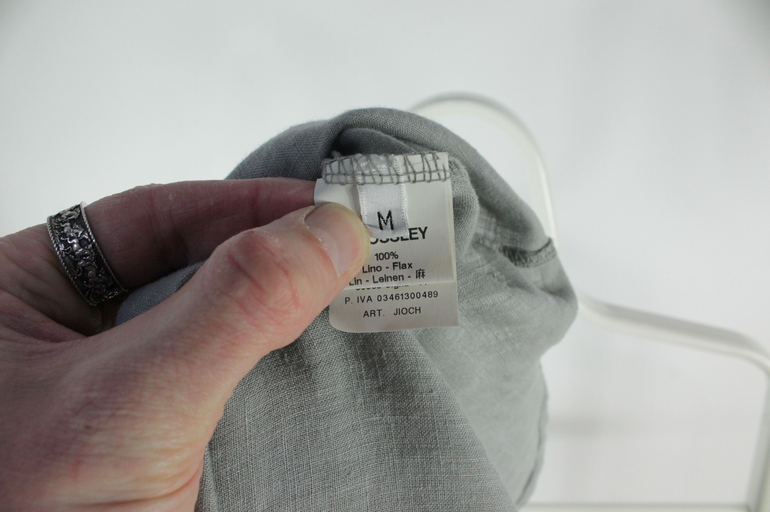 Crossley Crossley Relax Fit Light Gray Linen Casual Shirt Men's Size US M / EU 48-50 / 2 - 6 Thumbnail