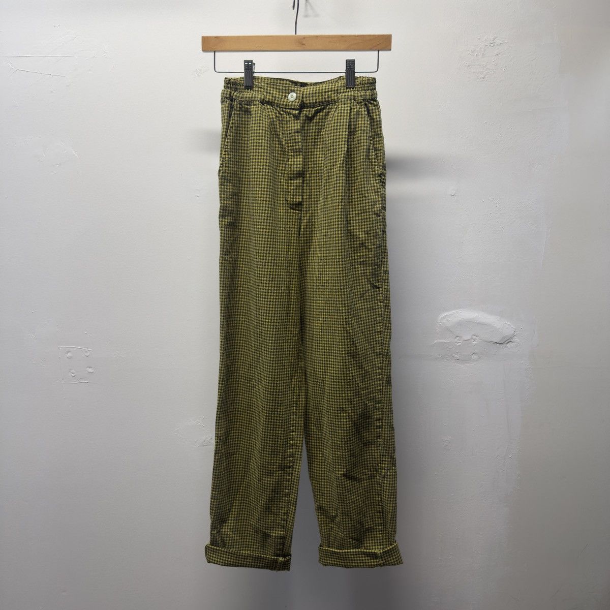 Vintage Vintage Green Checkered Trouser Pants ERD Grunge Chrome Size 26" / US 2 / IT 38 - 1 Thumbnail