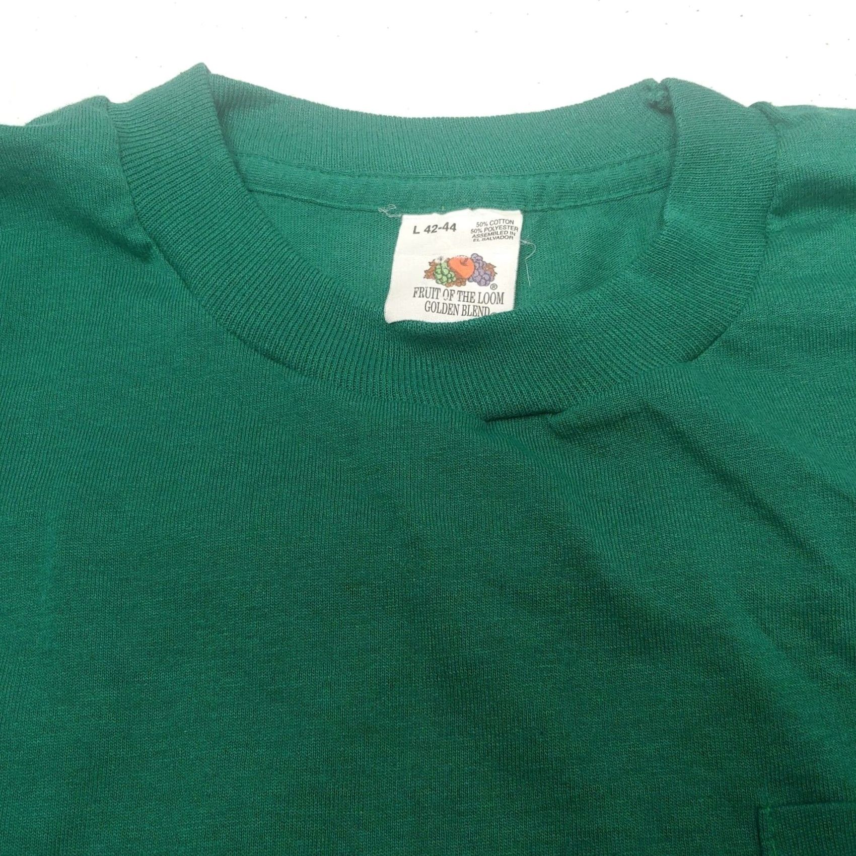 Fruit Of The Loom VINTAGE Fruit of the Loom Golden Blend Pocket T Shirt L Emerald Green 90s Mens Size US L / EU 52-54 / 3 - 4 Thumbnail