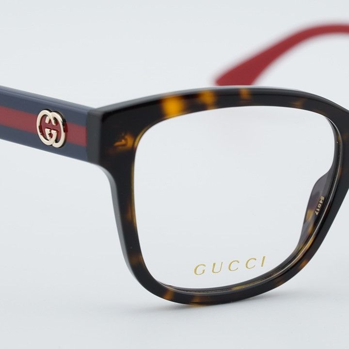 Gucci Gucci GG0038ONN 003 Eyeglasses Havana 54mm Square Frame Size ONE SIZE - 6 Thumbnail