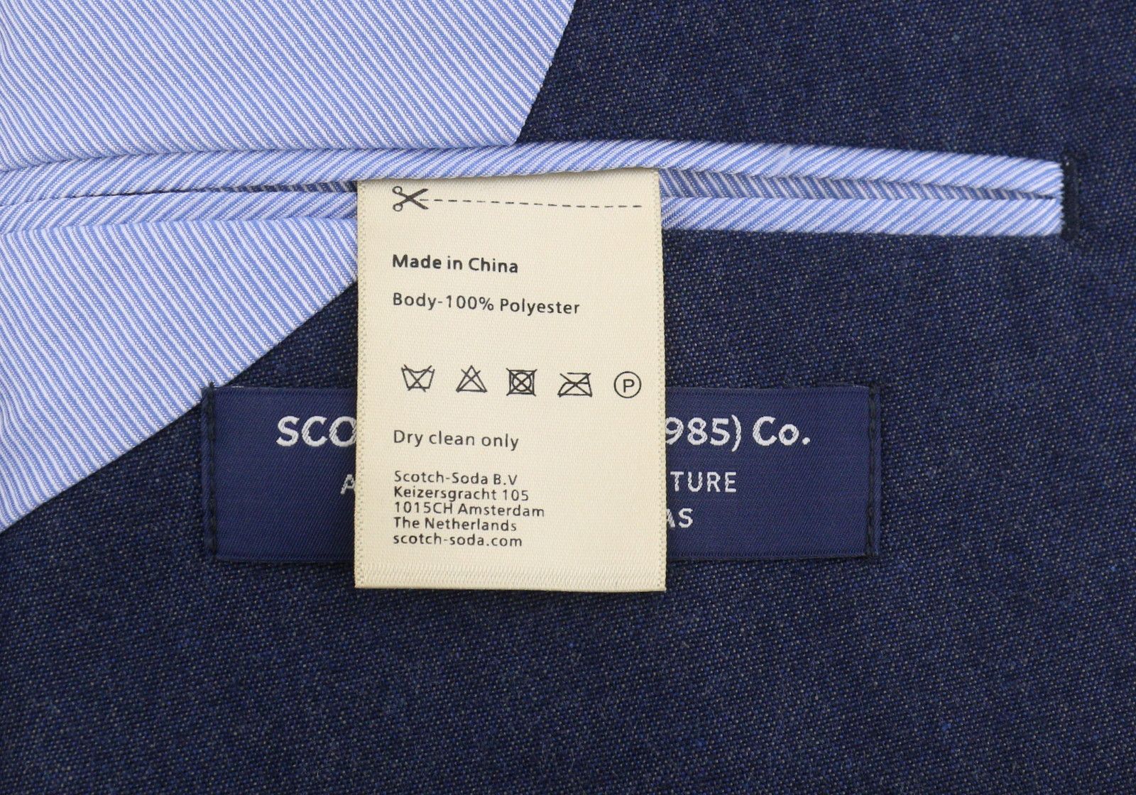 Scotch & Soda M Dark Blue Peak Lapel Single-Breasted Blazer 91049 Size 38R - 10 Thumbnail