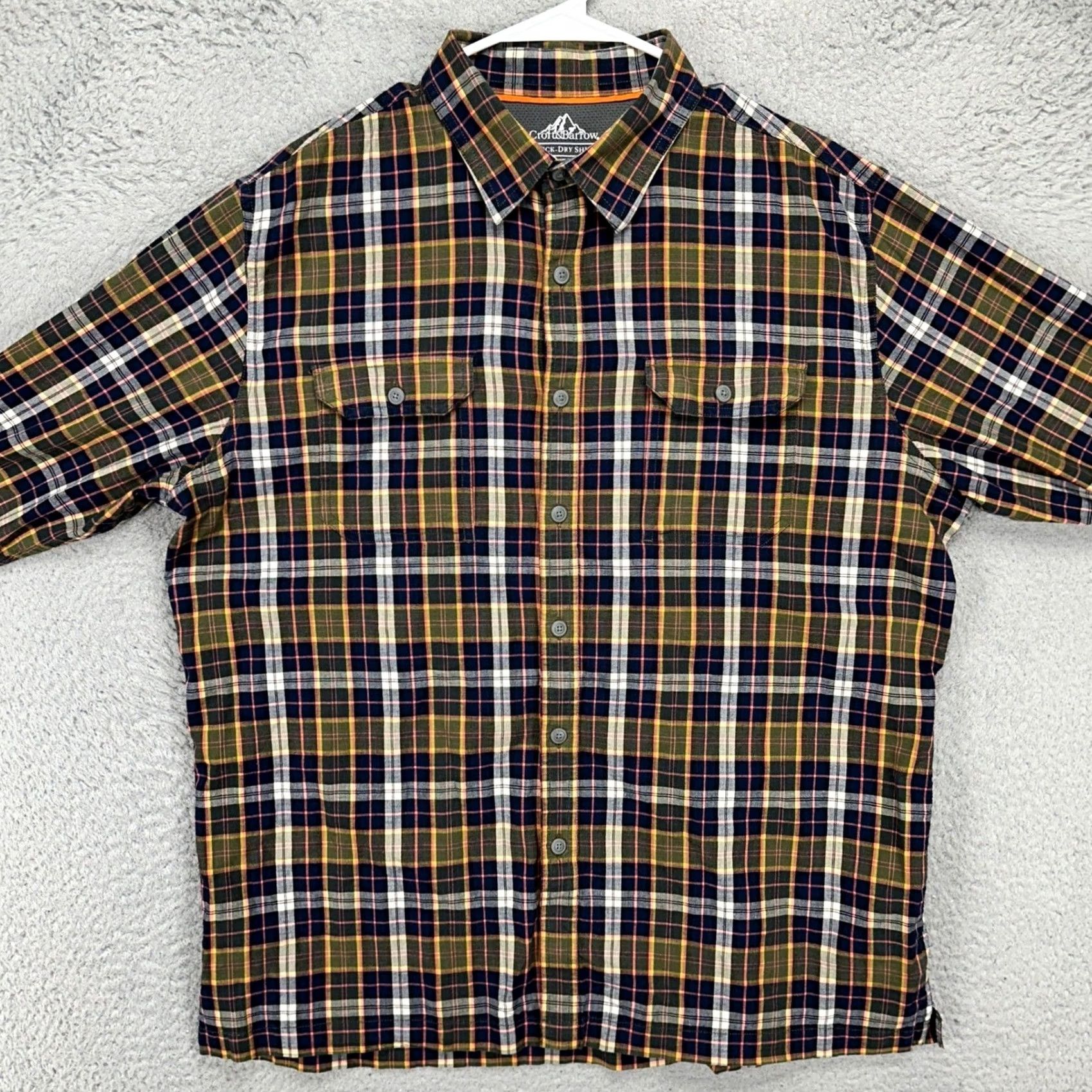Croft & Barrow Croft Barrow Men Quick Dry Shirt Large Blue Yellow Plaid Outdoor Hiking Vented Breathable Pockets Button-Up Collared Long Sleeve Shirt Mens Size US L / EU 52-54 / 3 - 3 Thumbnail