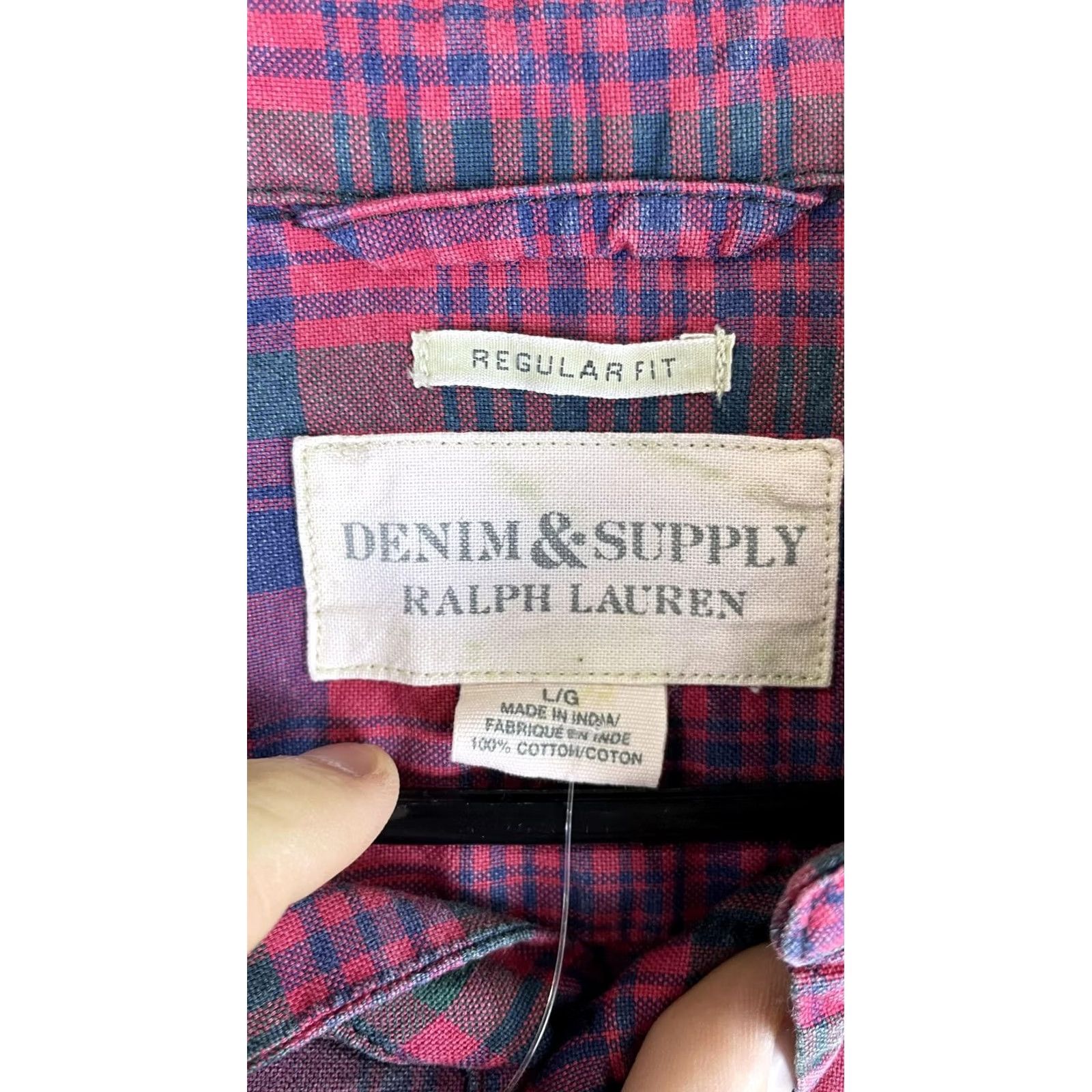 Vintage Denim & Supply Ralph Lauren Shirt Mens Large Red Plaid Long Sleeve Button Front Size US L / EU 52-54 / 3 - 4 Thumbnail