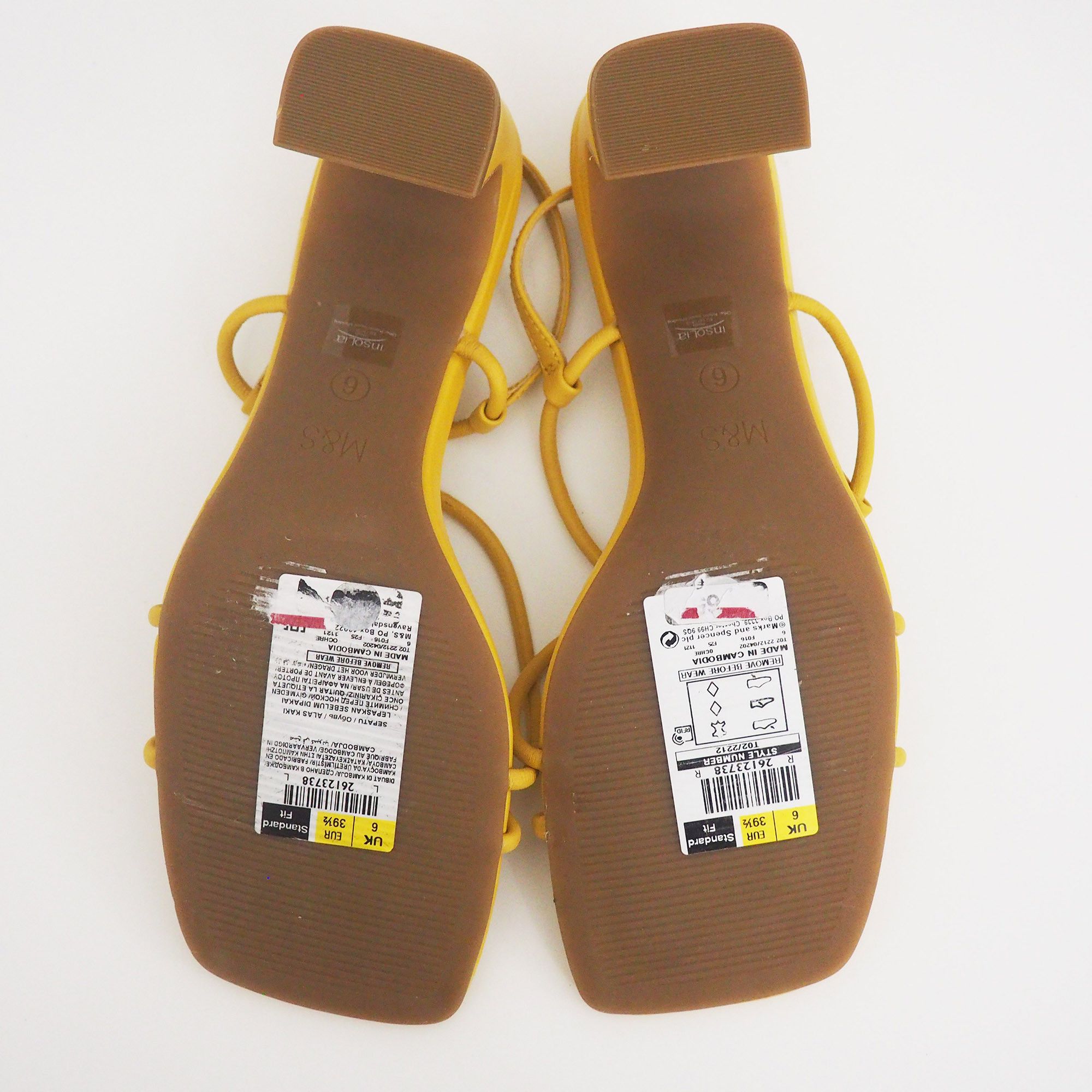 Marks & Spencer Marks & Spencer strappy leather heeled sandals in yellow Size US 8.5 / IT 38.5 - 8 Thumbnail