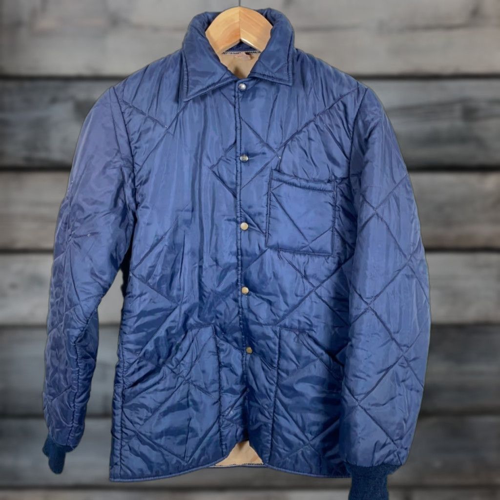Vintage VINTAGE Marshall Jacket 60s Gamemaster Quilted Short Bomber Jacket Blue Snap Button Men Small Size US S / EU 44-46 / 1 - 1 Thumbnail