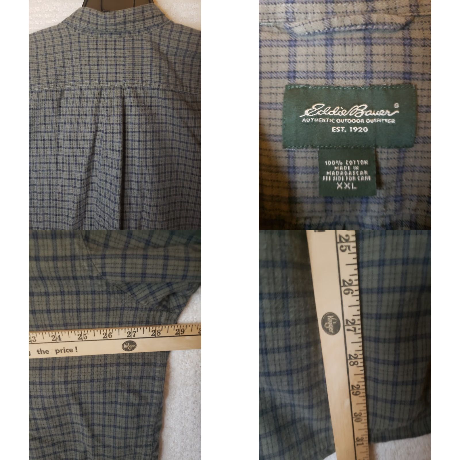 Eddie Bauer Eddie Bauer Button-Up Flannel Shirt Mens 2XL Blue Gray Check Cotton Outdoor Casual Comfort Lumberjack Mens Size US XXL / EU 58 / 5 - 8 Thumbnail