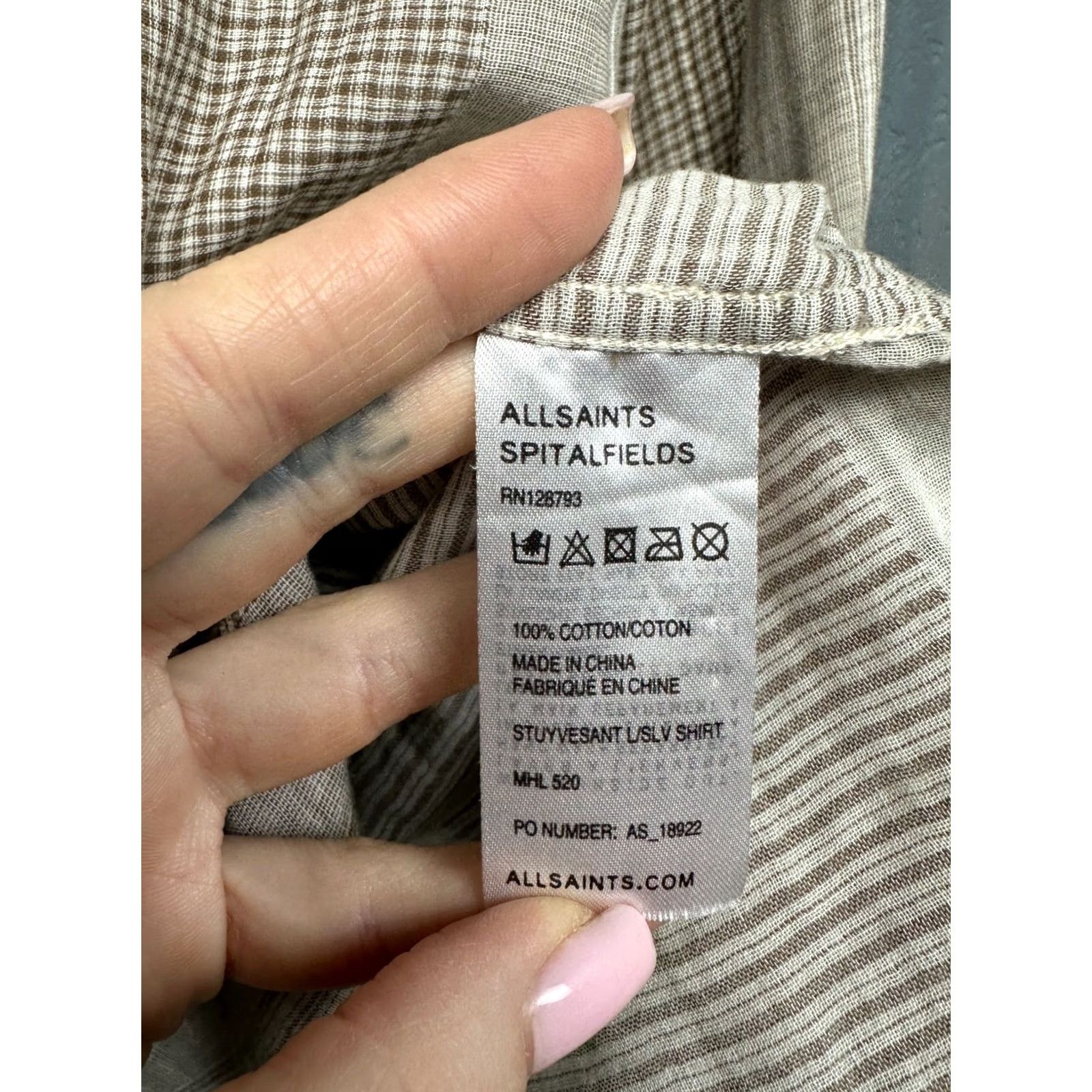 Allsaints Allsaints Stuyvesant Mens Long Sleeve Patchwork Shirt S Multicolor Cotton Button-Up Shirt Mens Size US S / EU 44-46 / 1 - 4 Thumbnail