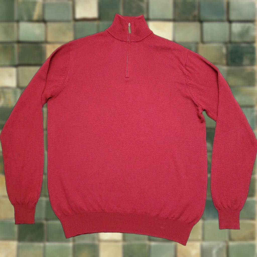 Vintage VINTAGE Jeremy Argyle Sweater Mens XL Red 1/4 Zip Pullover Merino Wool Mock Neck Knit Zipper 100% Wool Mens XL Red Size US XL / EU 56 / 4 - 1 Thumbnail
