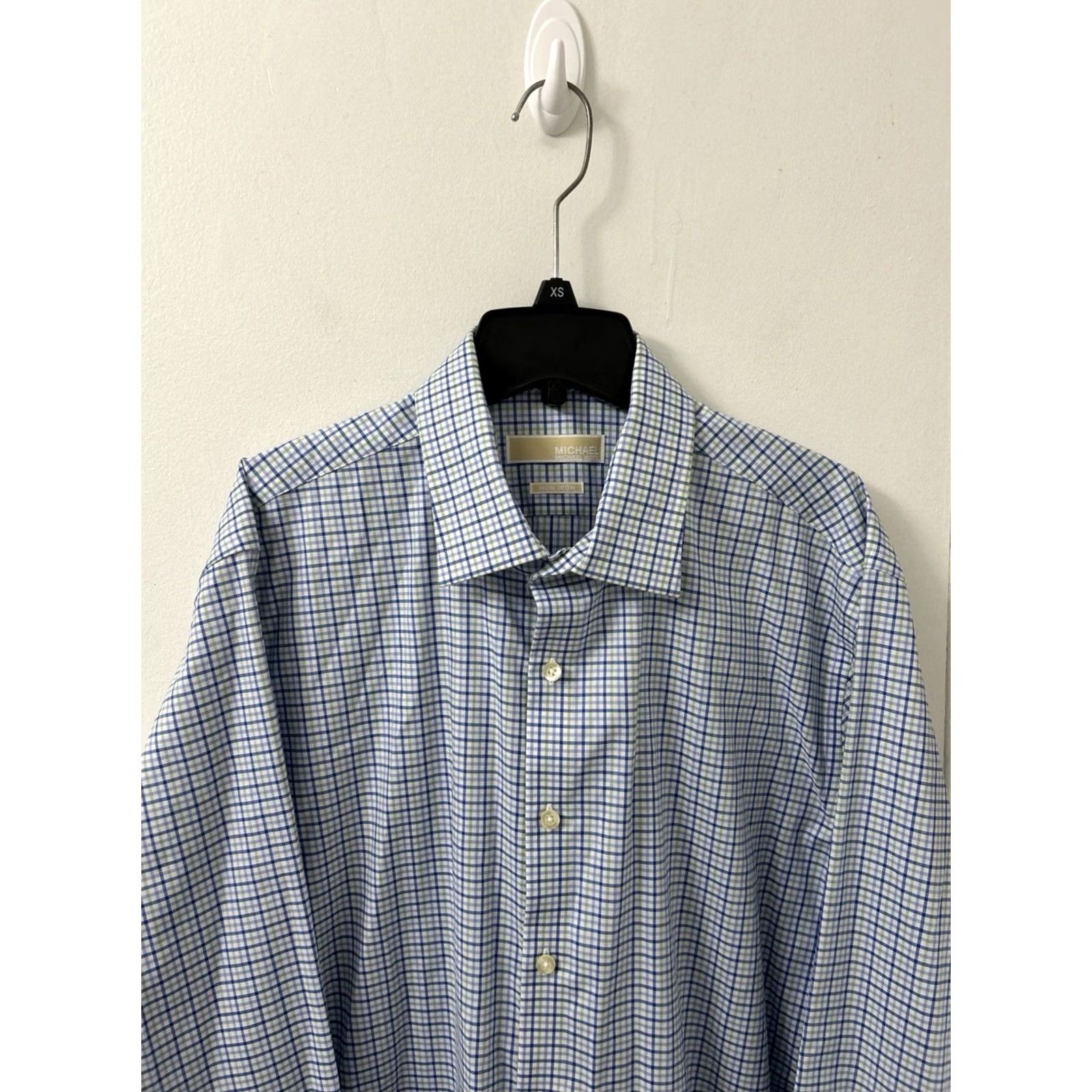 Vintage Michael Kors Shirt Mens 17 Blue Plaid Oxford Non Iron Button Down Long Sleeve Dress Shirt Size US XL / EU 56 / 4 - 2 Thumbnail