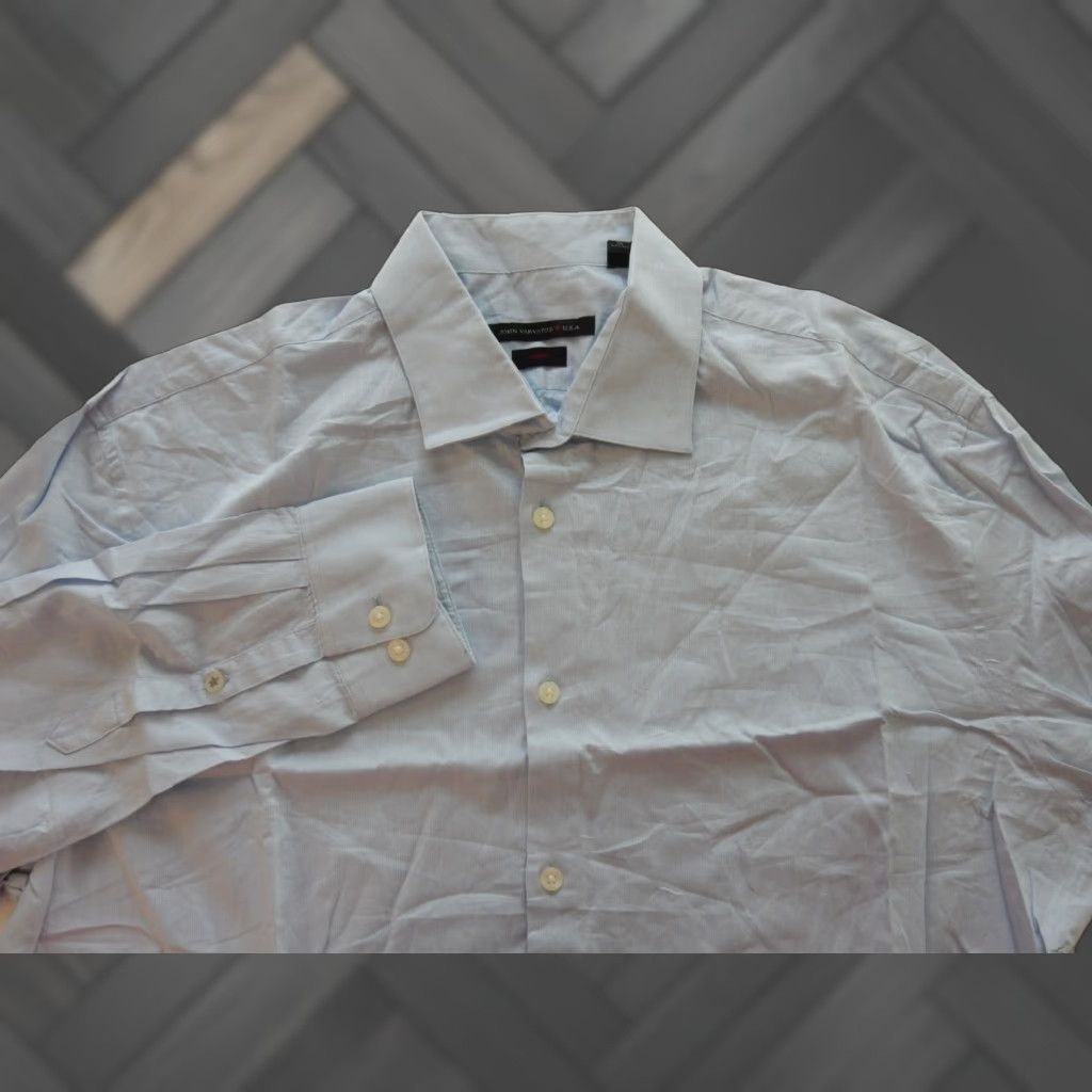 John Varvatos John Varvatos Men's Dress Shirt 17-34/35 Blue Long Sleeve 34/35 Cotton Slim Regular Size 17 Mens Size 46R - 1 Thumbnail