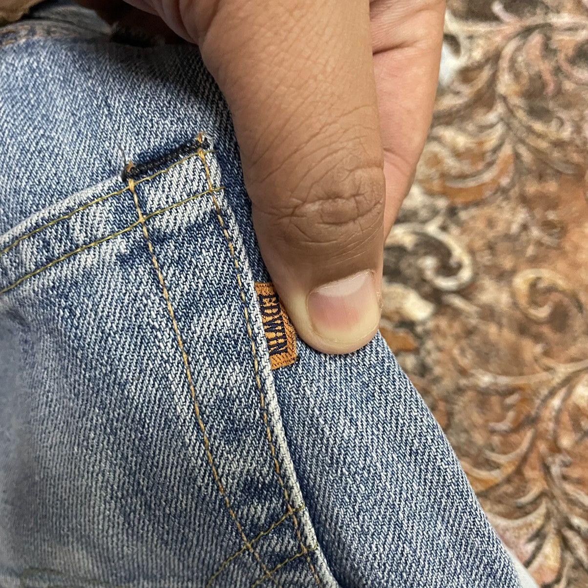 Edwin 🔥Vintage Edwin 502 Stoned Washed Ripped Slevedge Denim Jeans Size US 34 / EU 50 - 14 Thumbnail