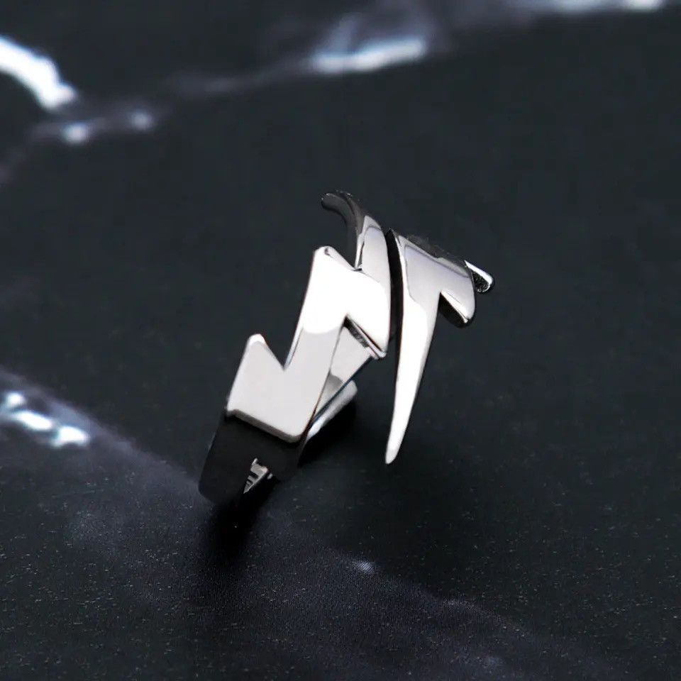 Jewelry × Vintage Lightning Bolt Ring Retro Adjustable Size ONE SIZE - 2 Thumbnail