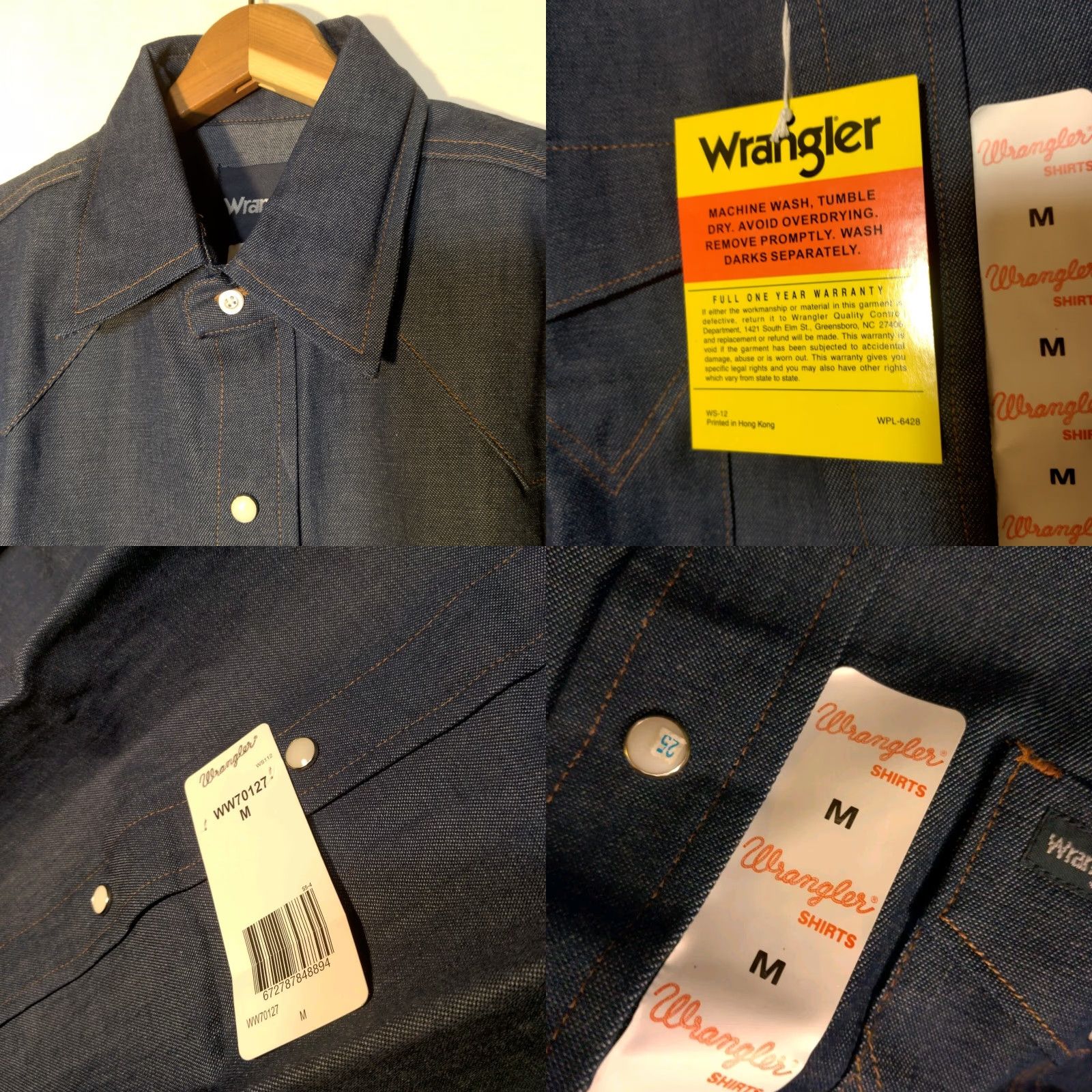 Wrangler VINTAGE Wrangler Cowboy Cut Western Work Shirt M Blue Denim Chambray Pearl Snap Workwear Shirt Size US M / EU 48-50 / 2 - 9 Thumbnail