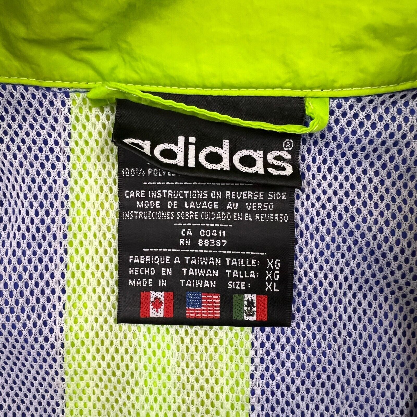 Adidas × Vintage Vintage Adidas Jacket XL Striped Spell Out 90s Windbreaker Size US XL / EU 56 / 4 - 5 Thumbnail