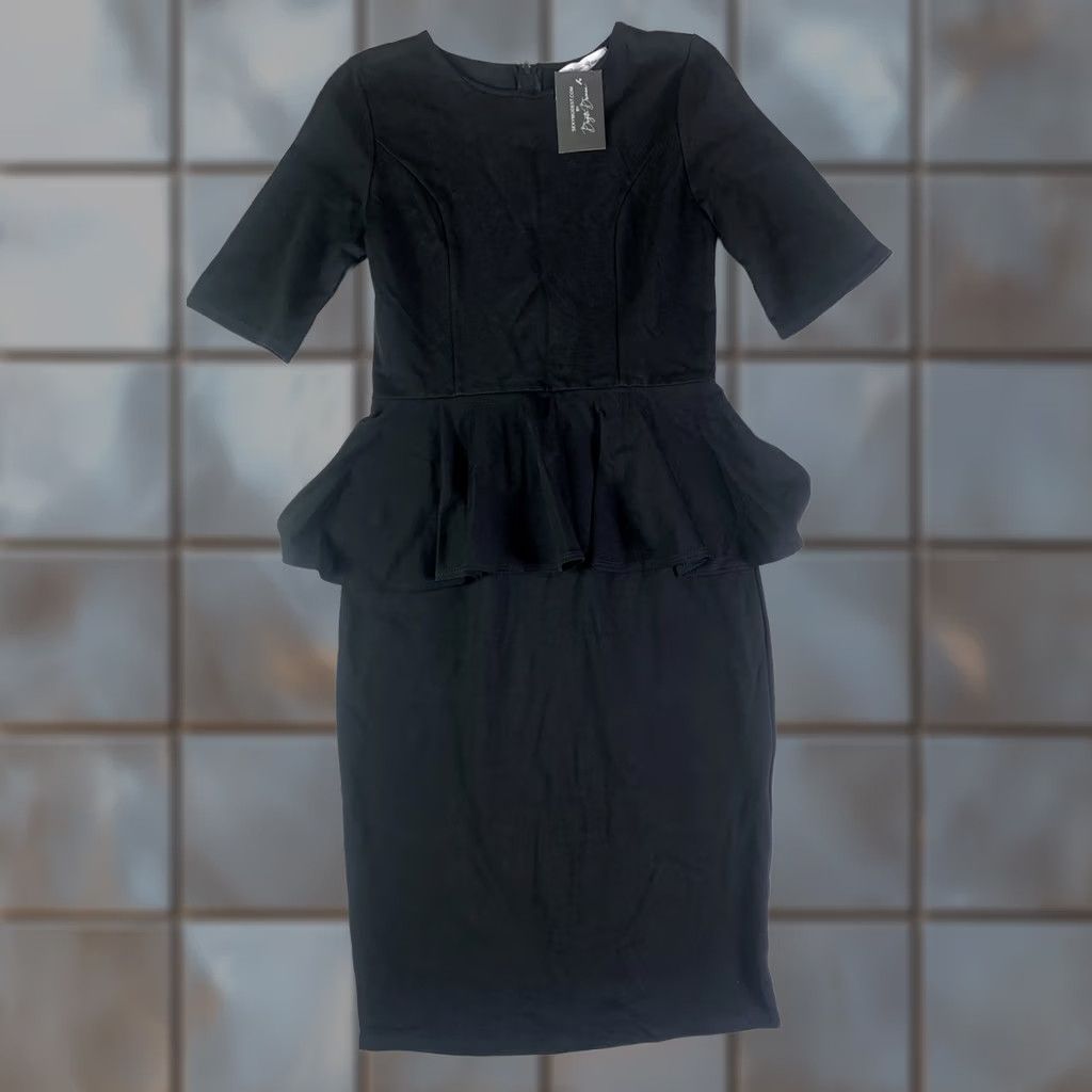 Vintage BRIGITTE BRIANNA Pepium Dress WOMENS Large Black NWT A-LINE PENCIL NEW Dress Size L / US 10 / IT 46 - 1 Thumbnail